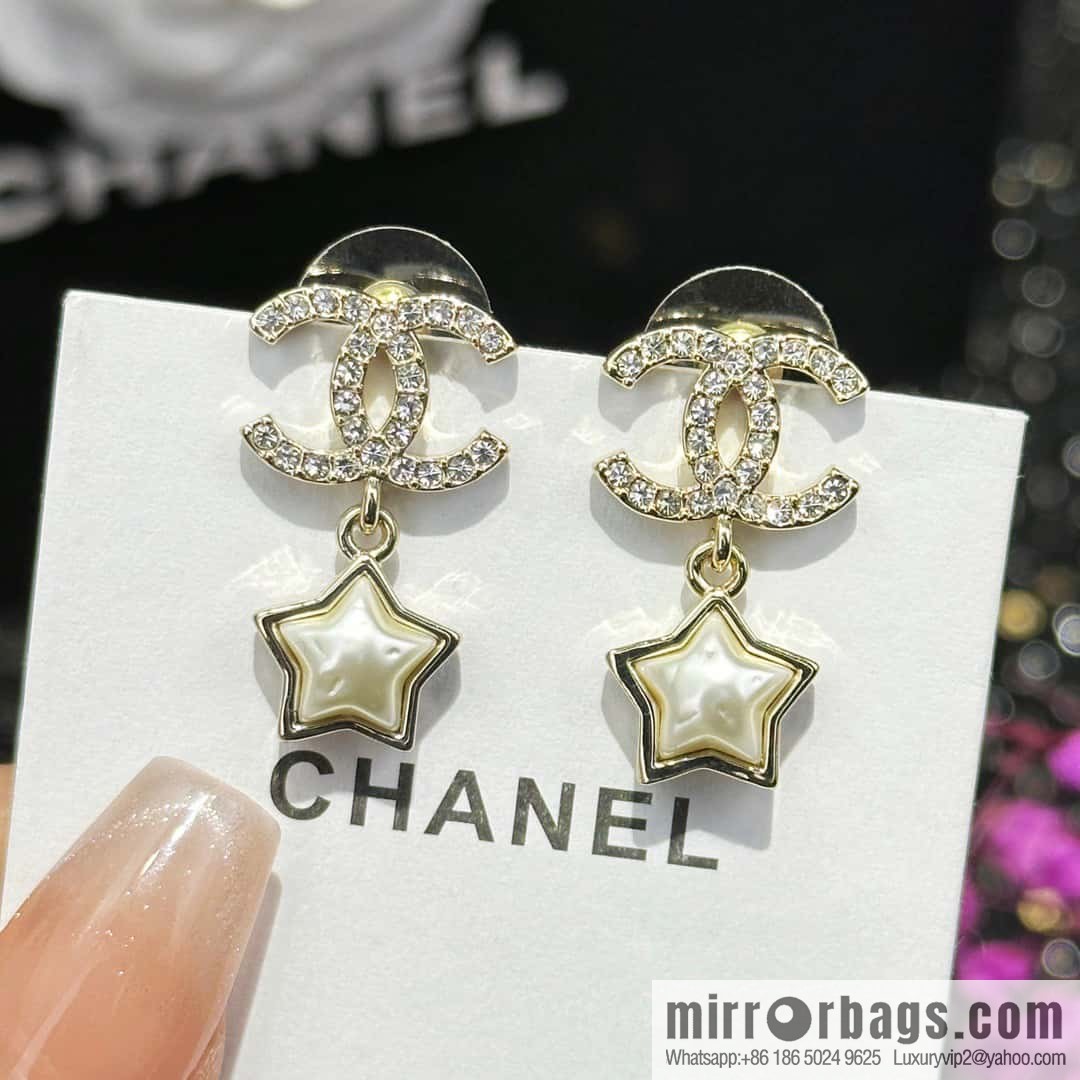 ☀️New ☑️ chanel c2 double c pentagram ⭐ star stud earrings ☀️