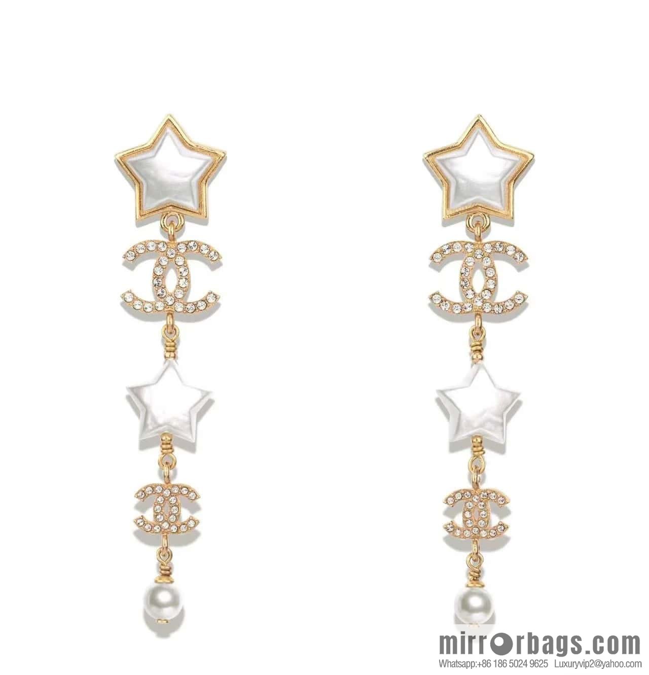 ☀️New ☑️ chanel c5 double c pentagram ⭐ star stud earrings ☀️