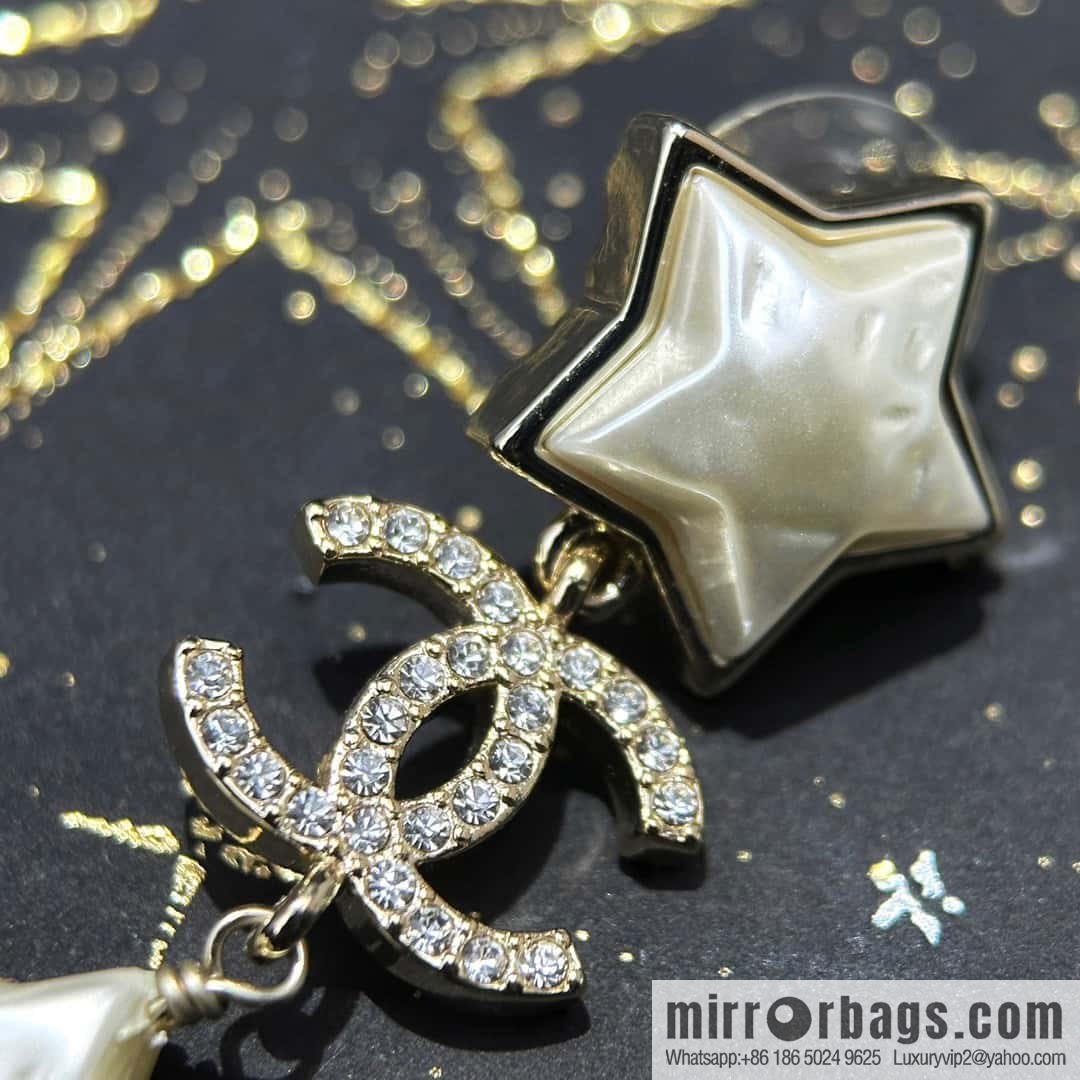 ☀️New ☑️ chanel c5 double c pentagram ⭐ star stud earrings ☀️