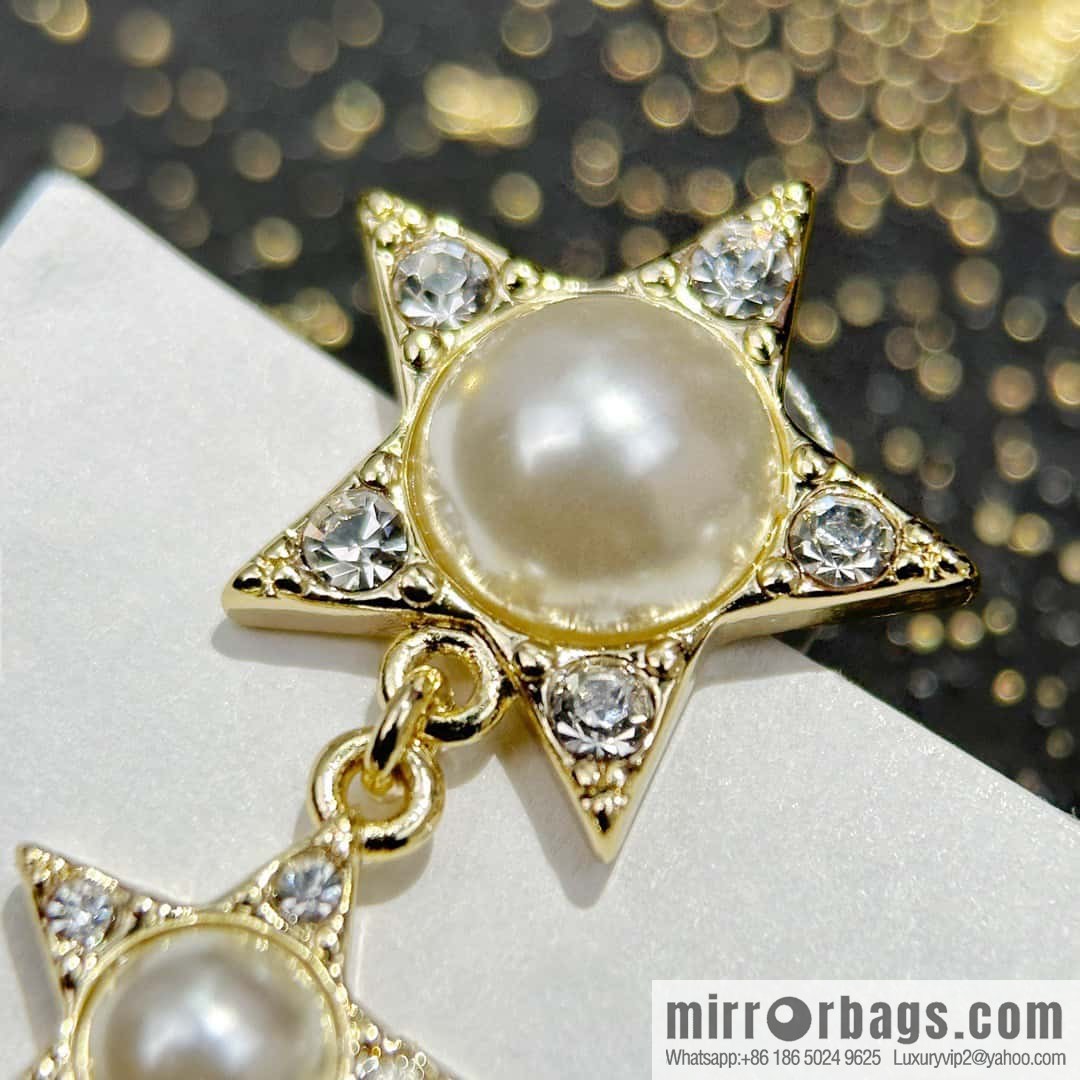 ☀️New ☑️ chanel c4 double c pentagram ⭐ star stud earrings ☀️