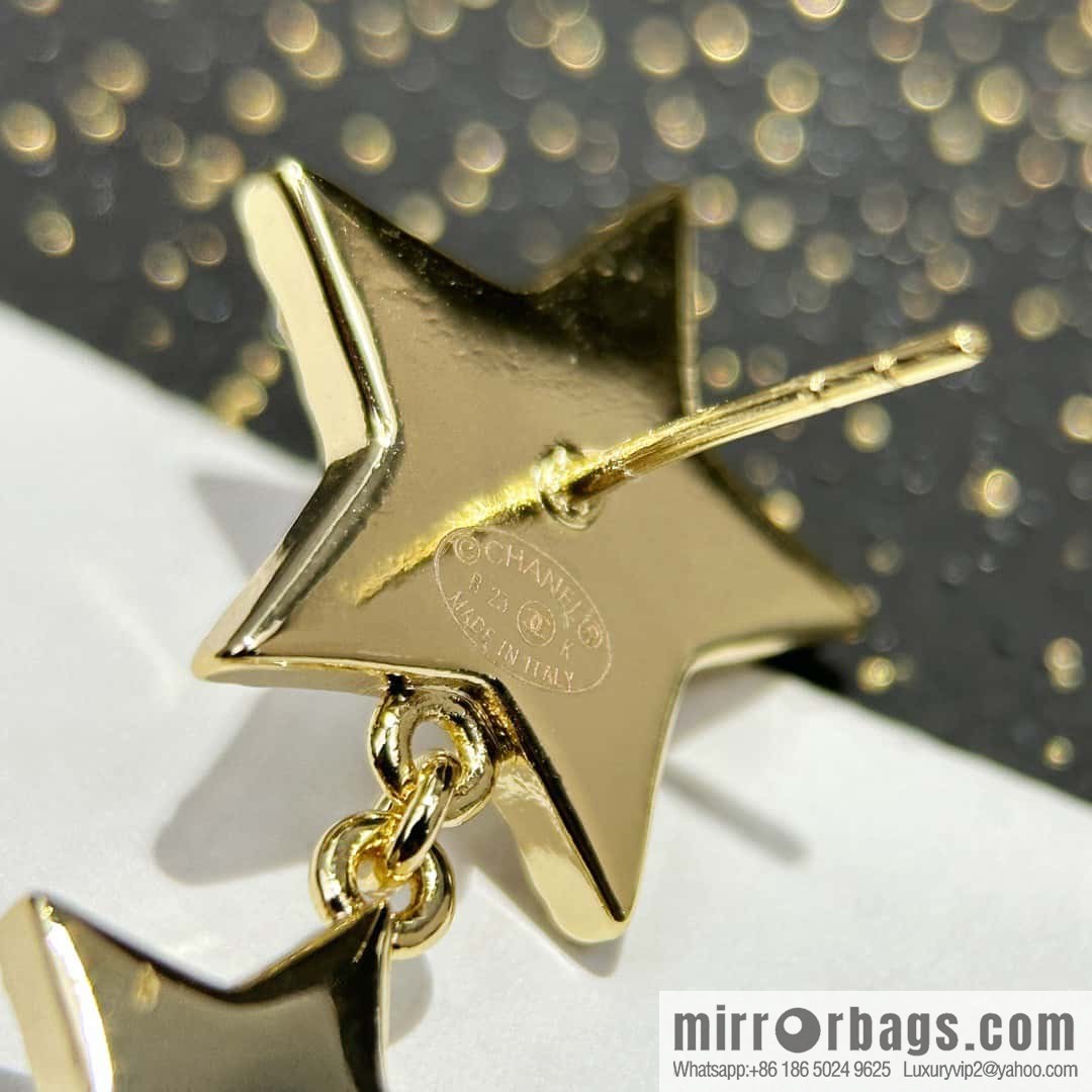 ☀️New ☑️ chanel c4 double c pentagram ⭐ star stud earrings ☀️