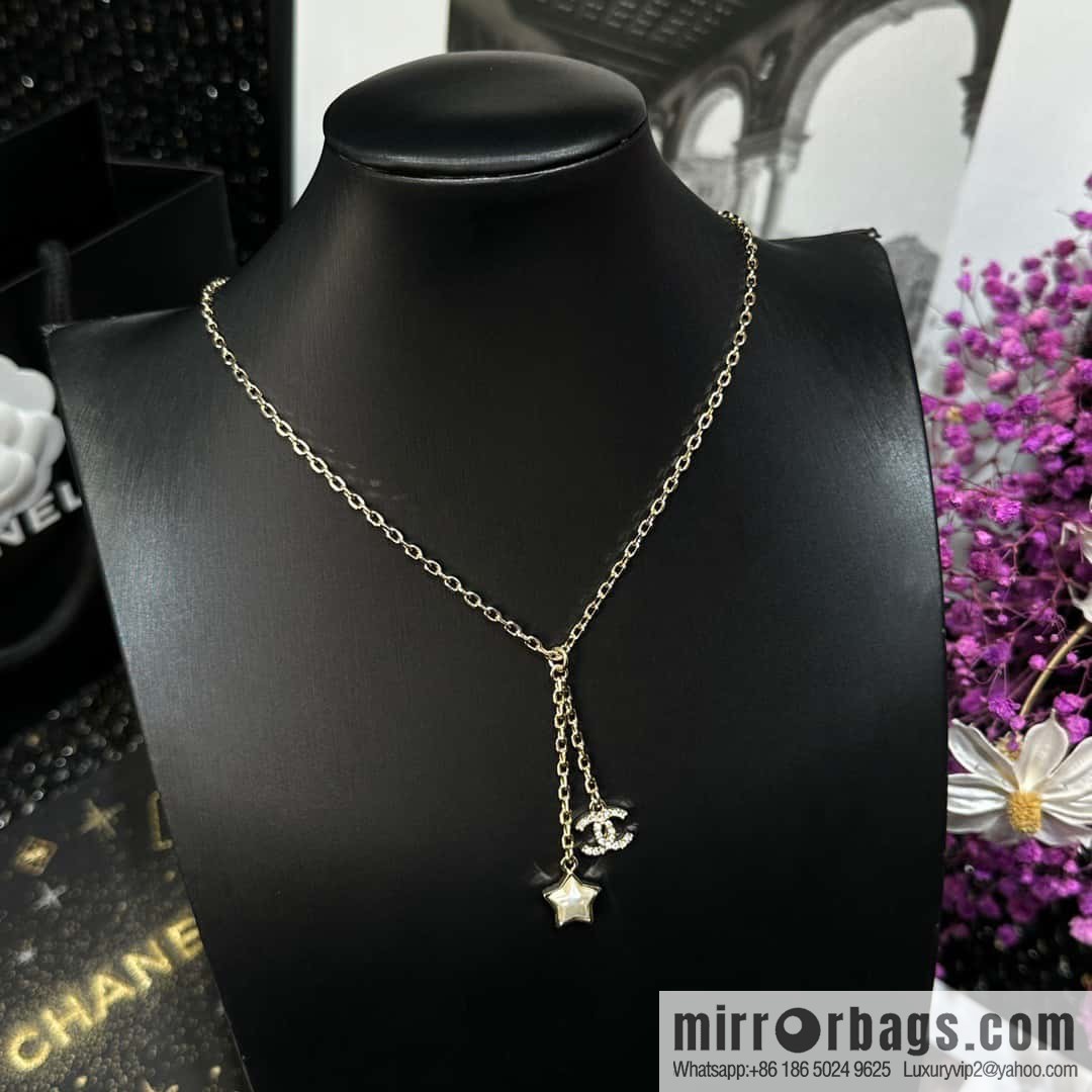 ☀️New ☑️ Chanel Double C Pentagram ⭐ Star Necklace ☀️
