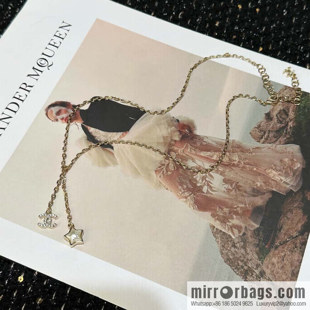 ☀️New ☑️ Chanel Double C Pentagram ⭐ Star Necklace ☀️