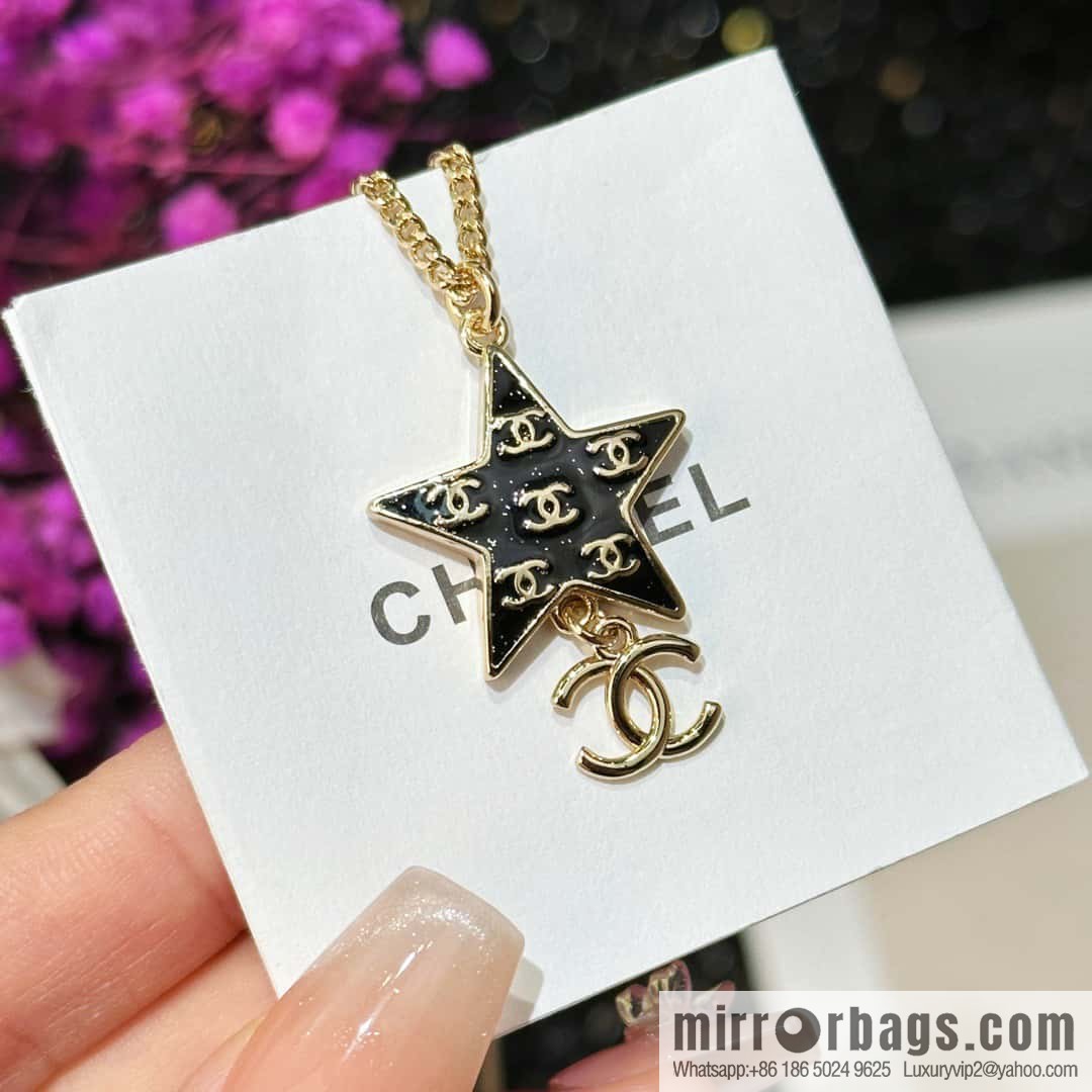 ☀️New ☑️ Chanel Double C Pentagram ⭐ Star Necklace ☀️