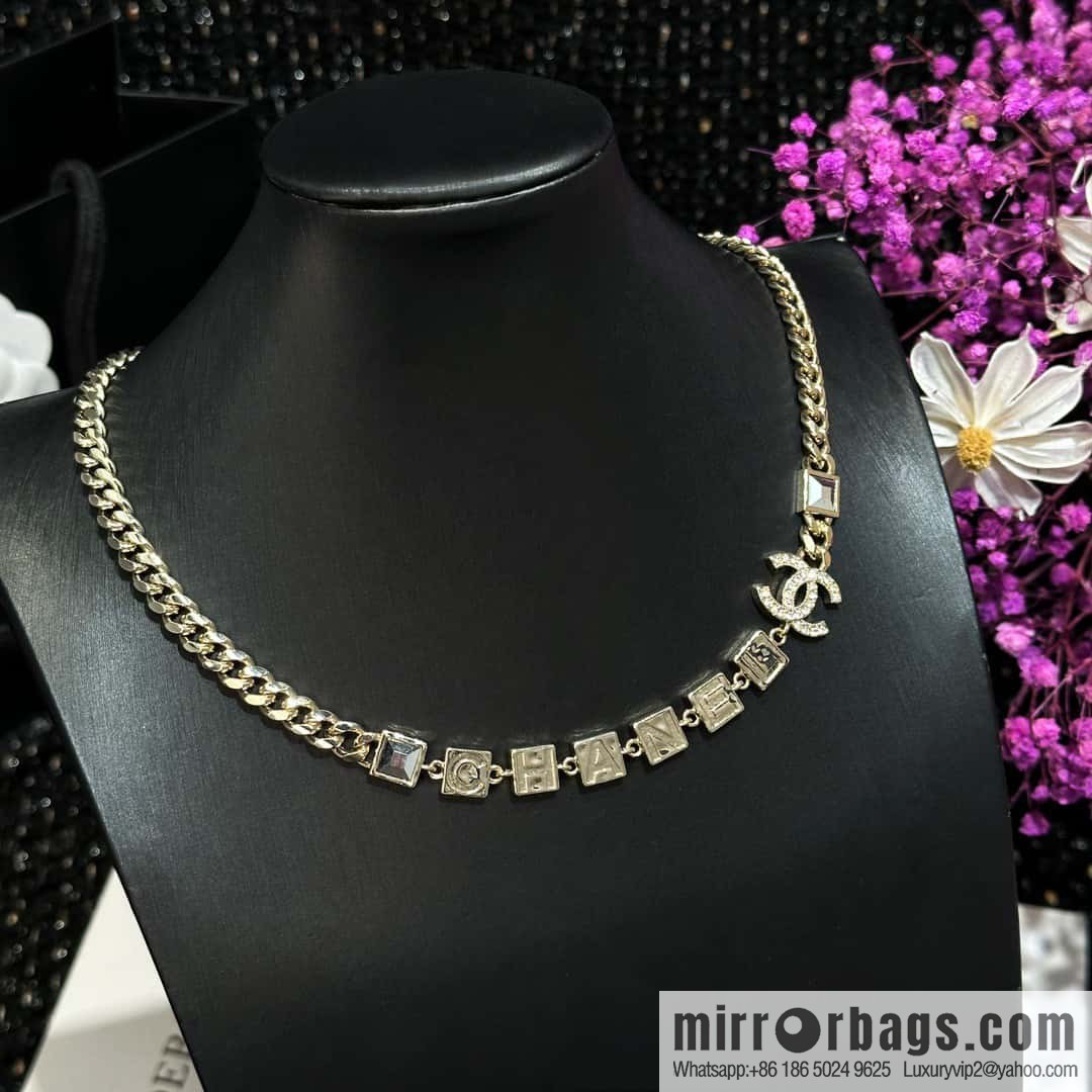 ☀️New ☑️ Chanel Double C Square Diamond Letter Necklace ☀️