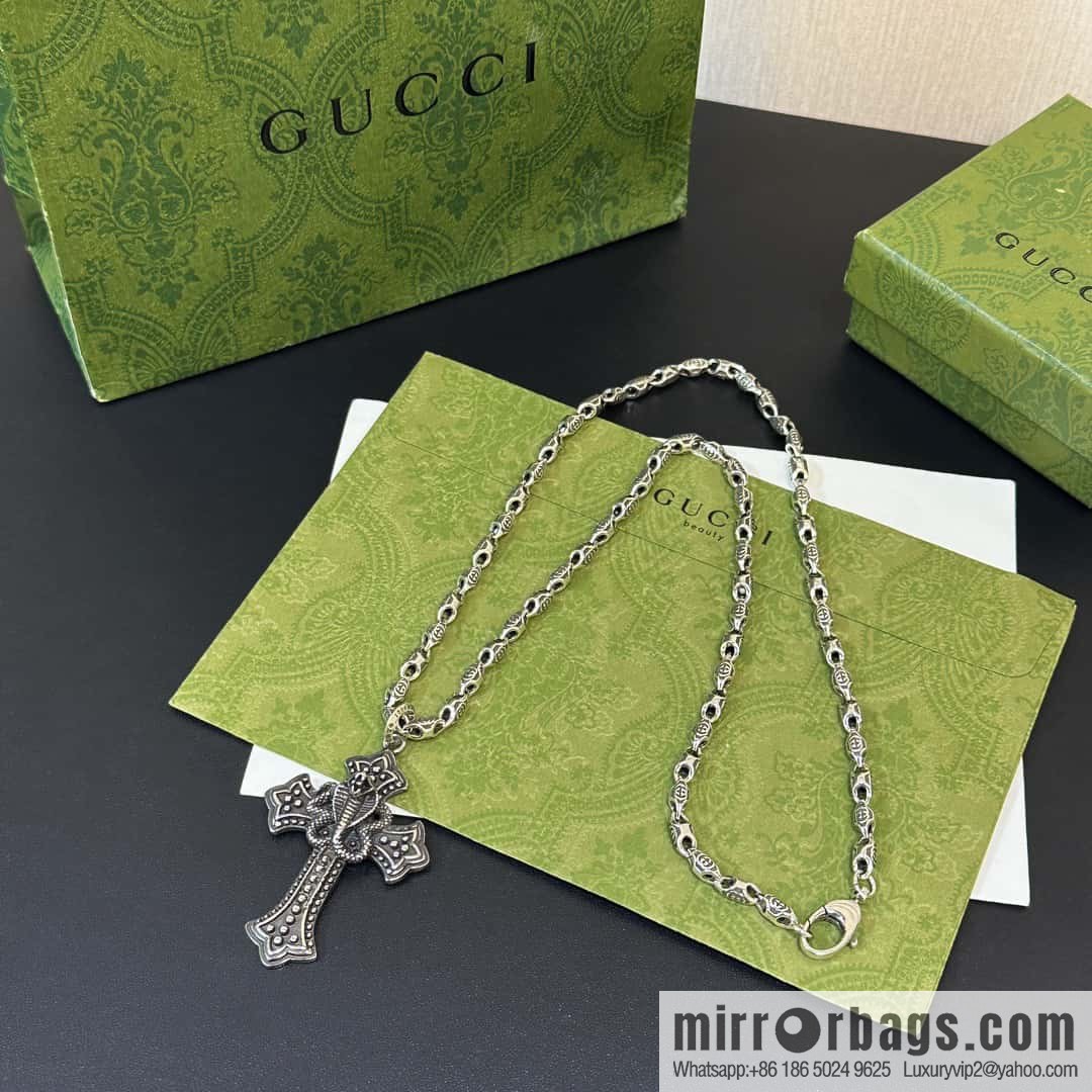 New Gucci Gucci Cross Snake Necklace