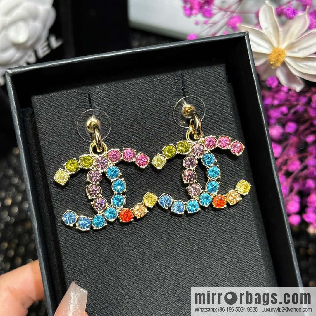 ☀️New ☑️ Chanel C2 double C diamond stud earrings ☀️