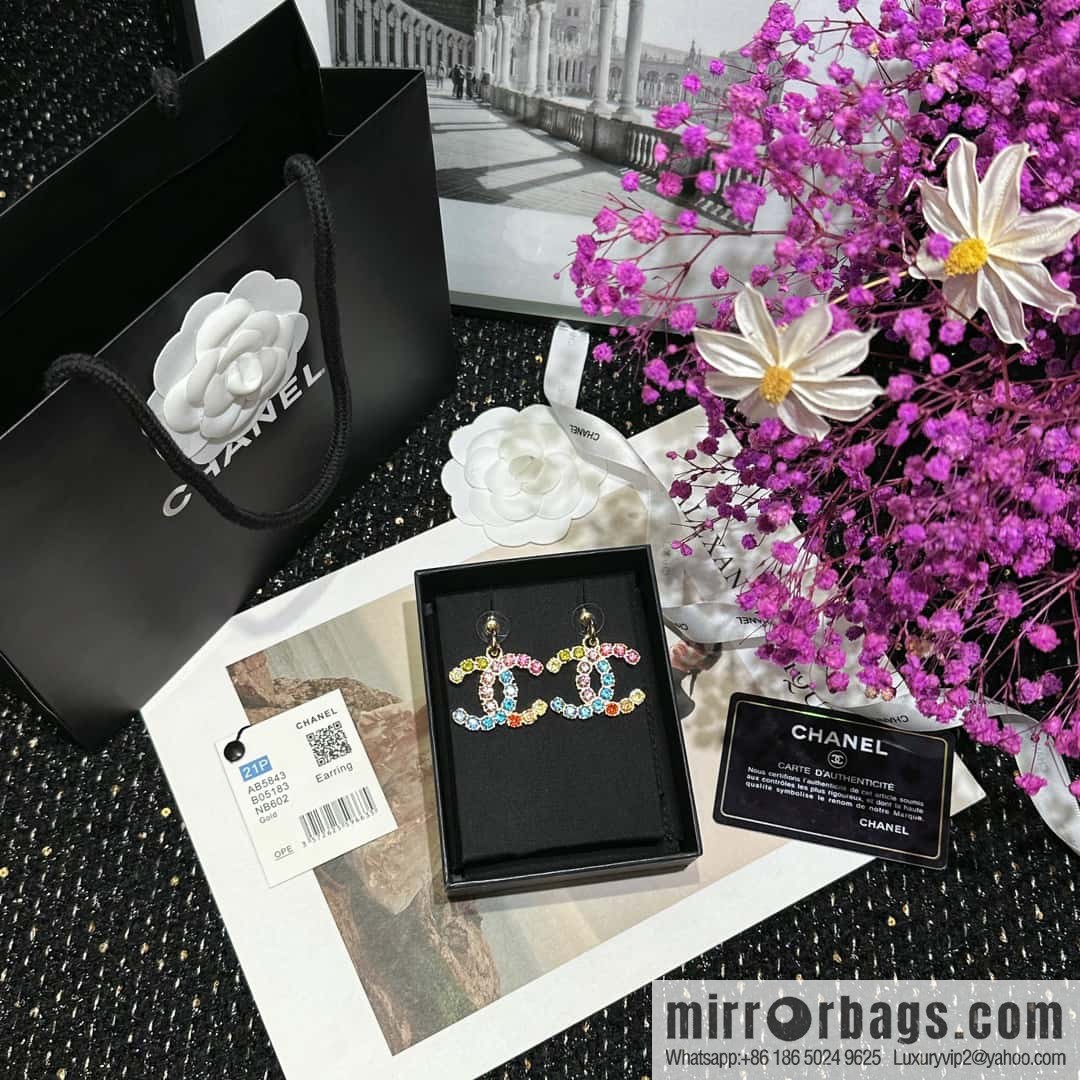 ☀️New ☑️ Chanel C2 double C diamond stud earrings ☀️