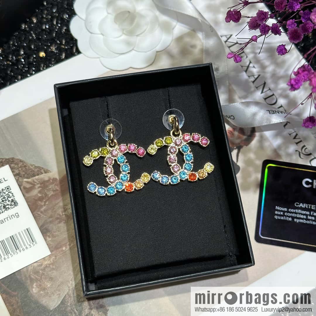 ☀️New ☑️ Chanel C2 double C diamond stud earrings ☀️