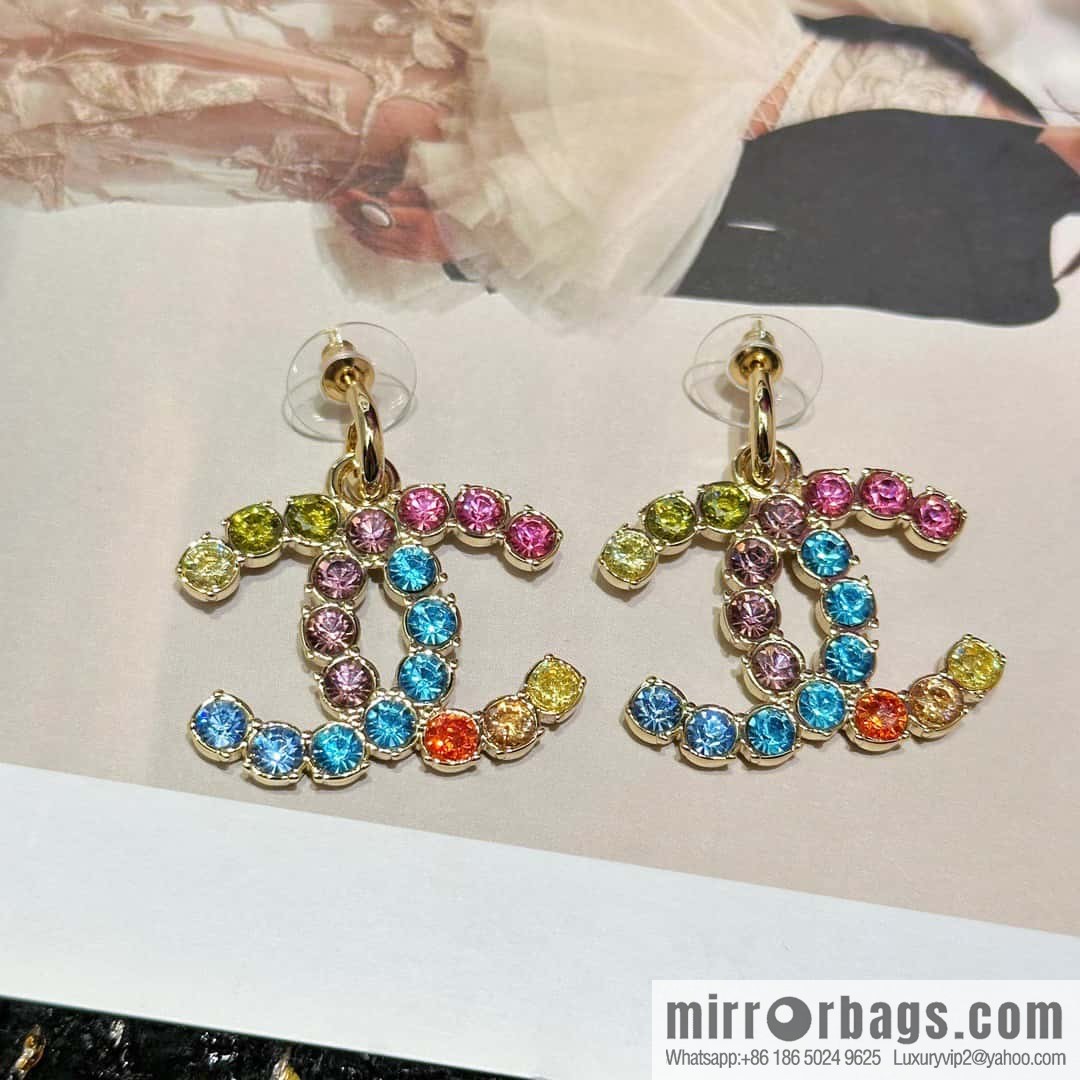 ☀️New ☑️ Chanel C2 double C diamond stud earrings ☀️