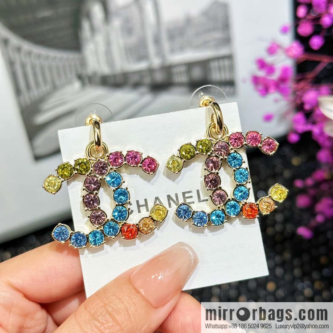 ☀️New ☑️ Chanel C2 double C diamond stud earrings ☀️