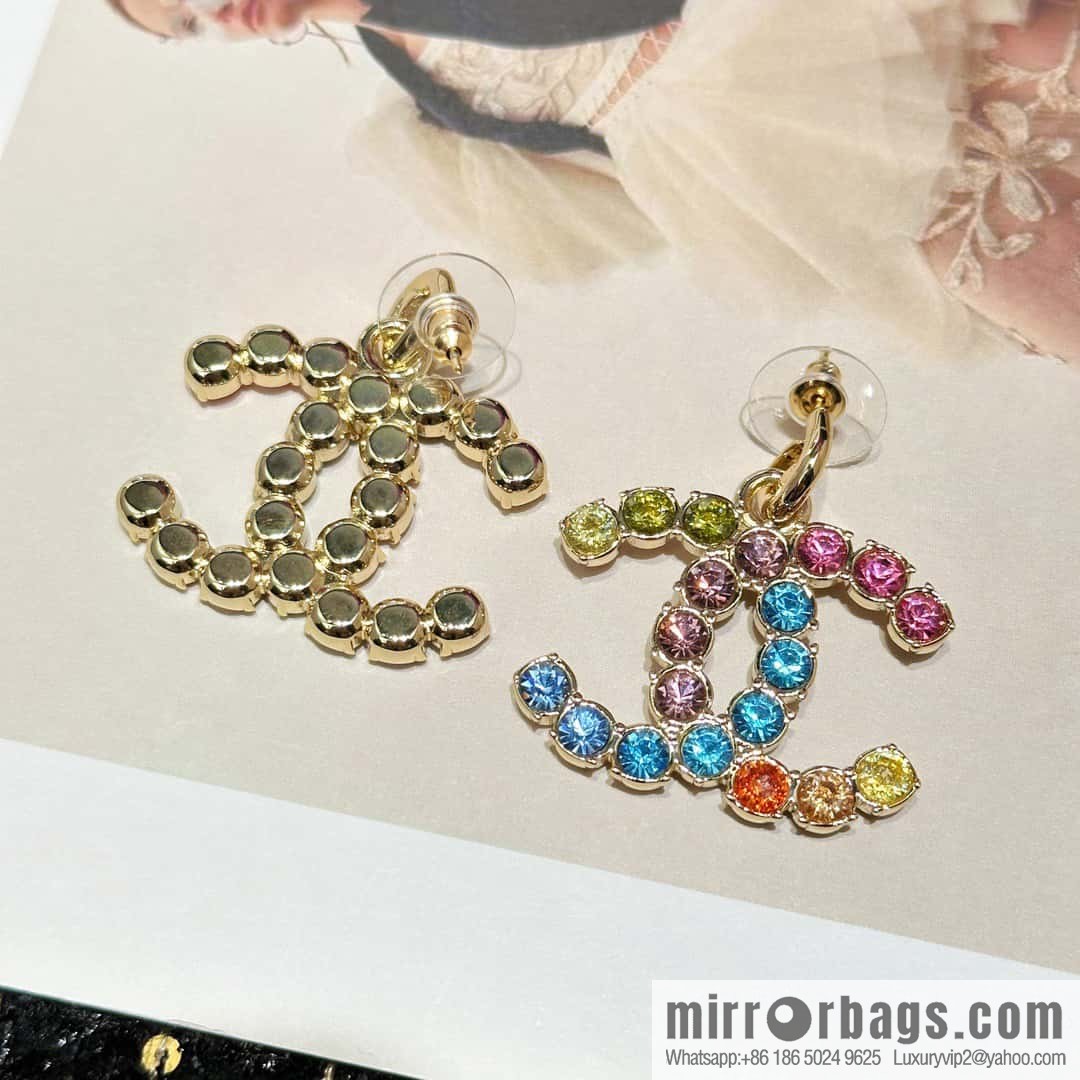 ☀️New ☑️ Chanel C2 double C diamond stud earrings ☀️