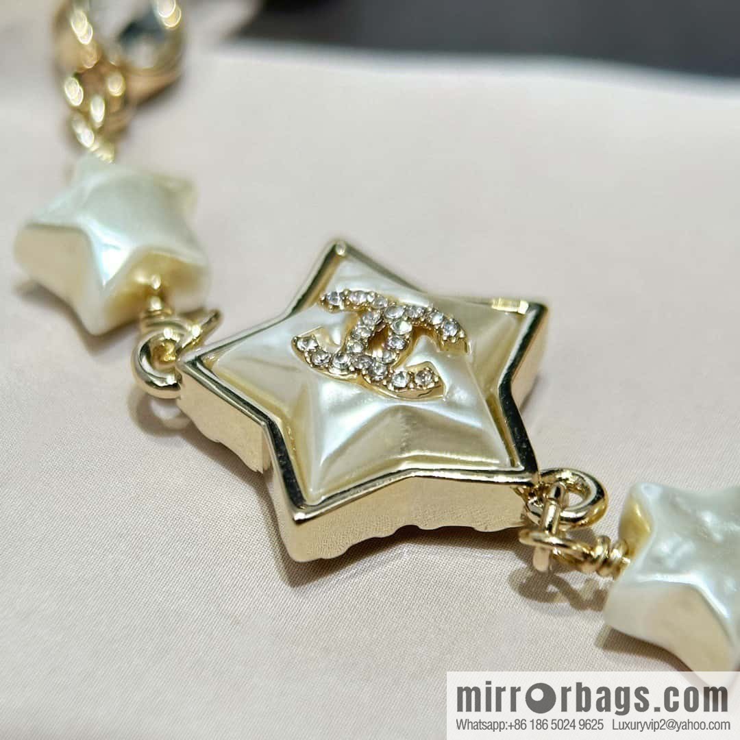 ☀️New ☑️ Chanel Double C Pentagram ⭐ Star Pearl Bracelet ☀️