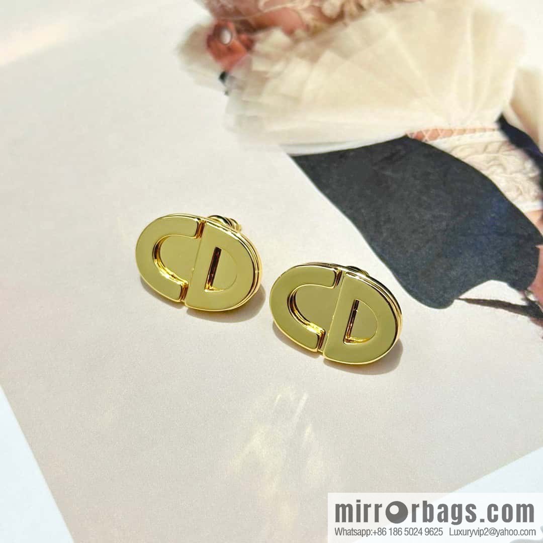 New ☑️ DIOR Dior gold CD earrings stud earrings