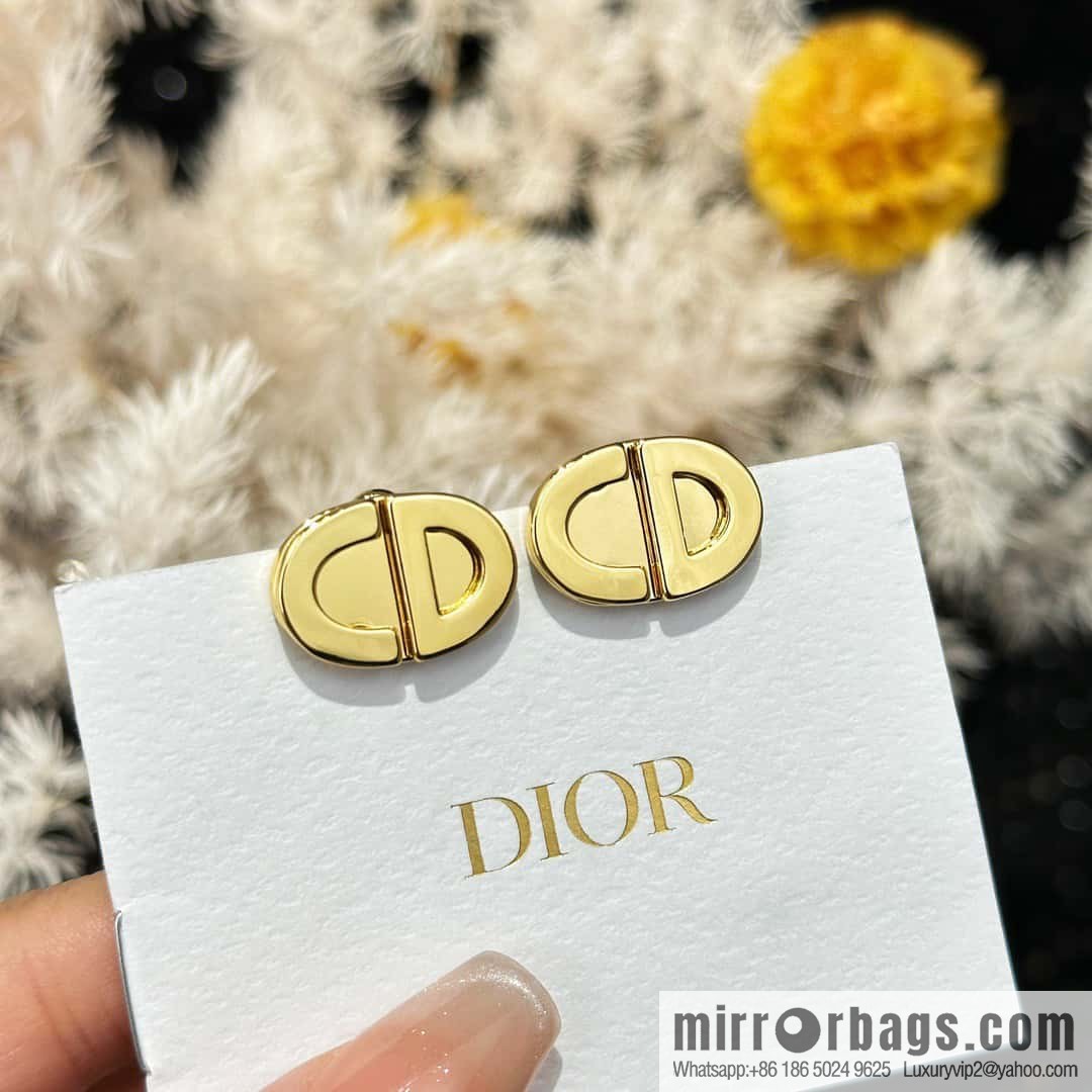 New ☑️ DIOR Dior gold CD earrings stud earrings