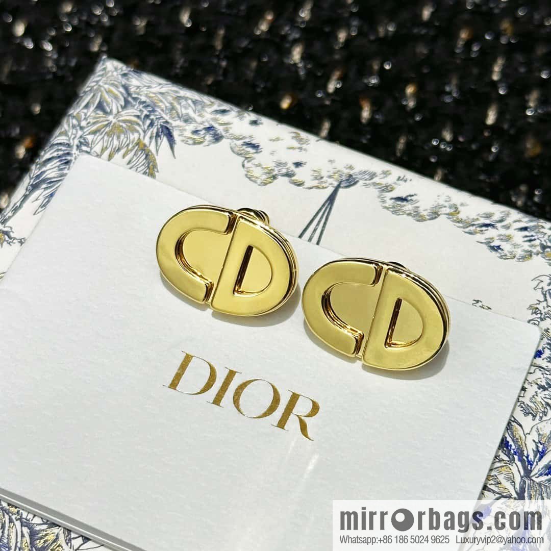 New ☑️ DIOR Dior gold CD earrings stud earrings