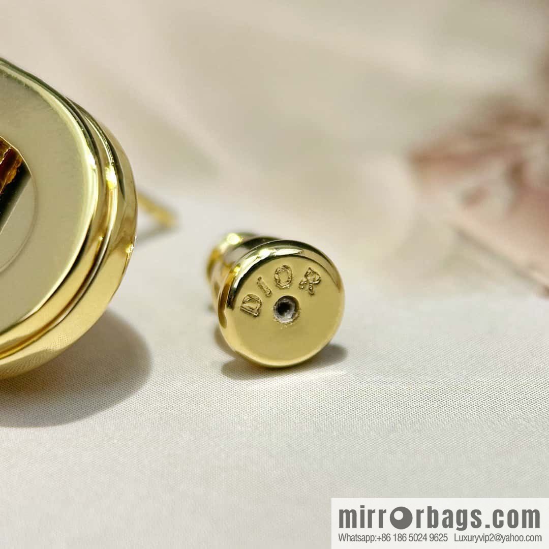 New ☑️ DIOR Dior gold CD earrings stud earrings