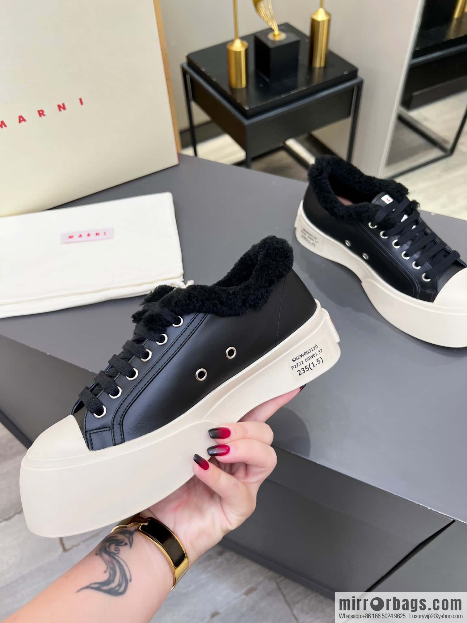 🐰🐰MARNI star with ❤️‍🔥 high version MARNI catwalk model flat shoes
