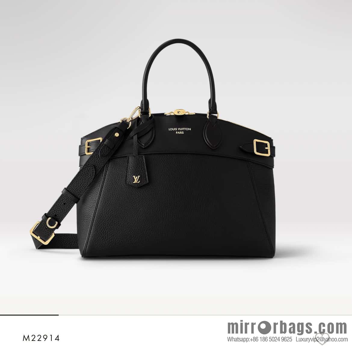 [Original order boutique] M22914 black full leather portable women's bag series Lock It MM handbag M22914 22925 22927 23061 Ays Lock It MM bag