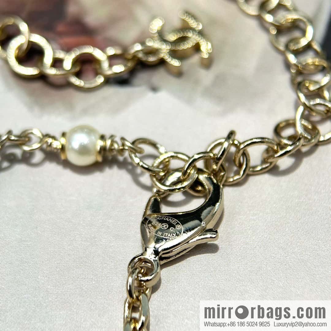 ☀️New ☑️ Chanel Full Diamond Double C Star ⭐ Pentagram Pearl Necklace ☀️