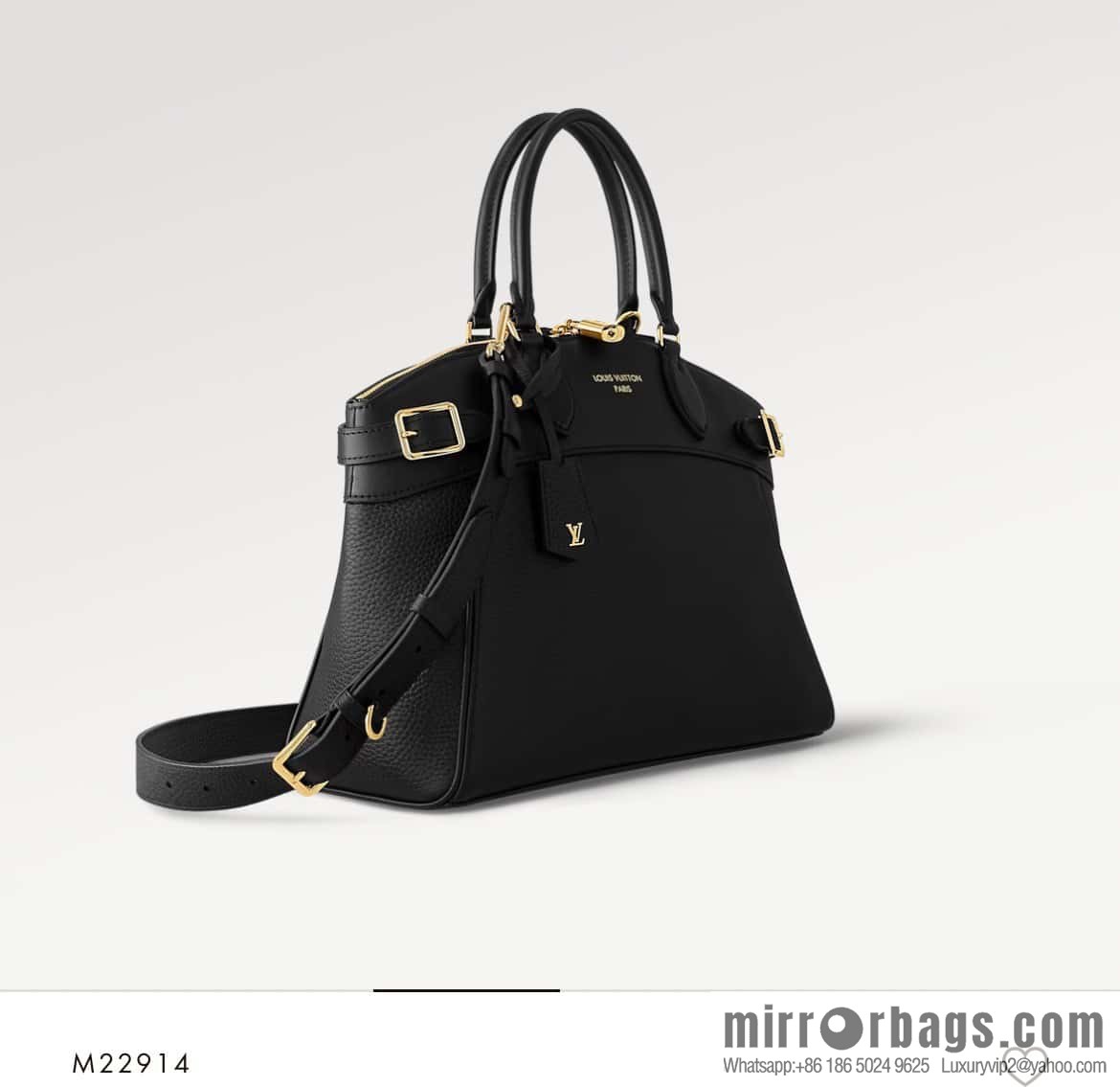[Original order boutique] M22914 black full leather portable women's bag series Lock It MM handbag M22914 22925 22927 23061 Ays Lock It MM bag