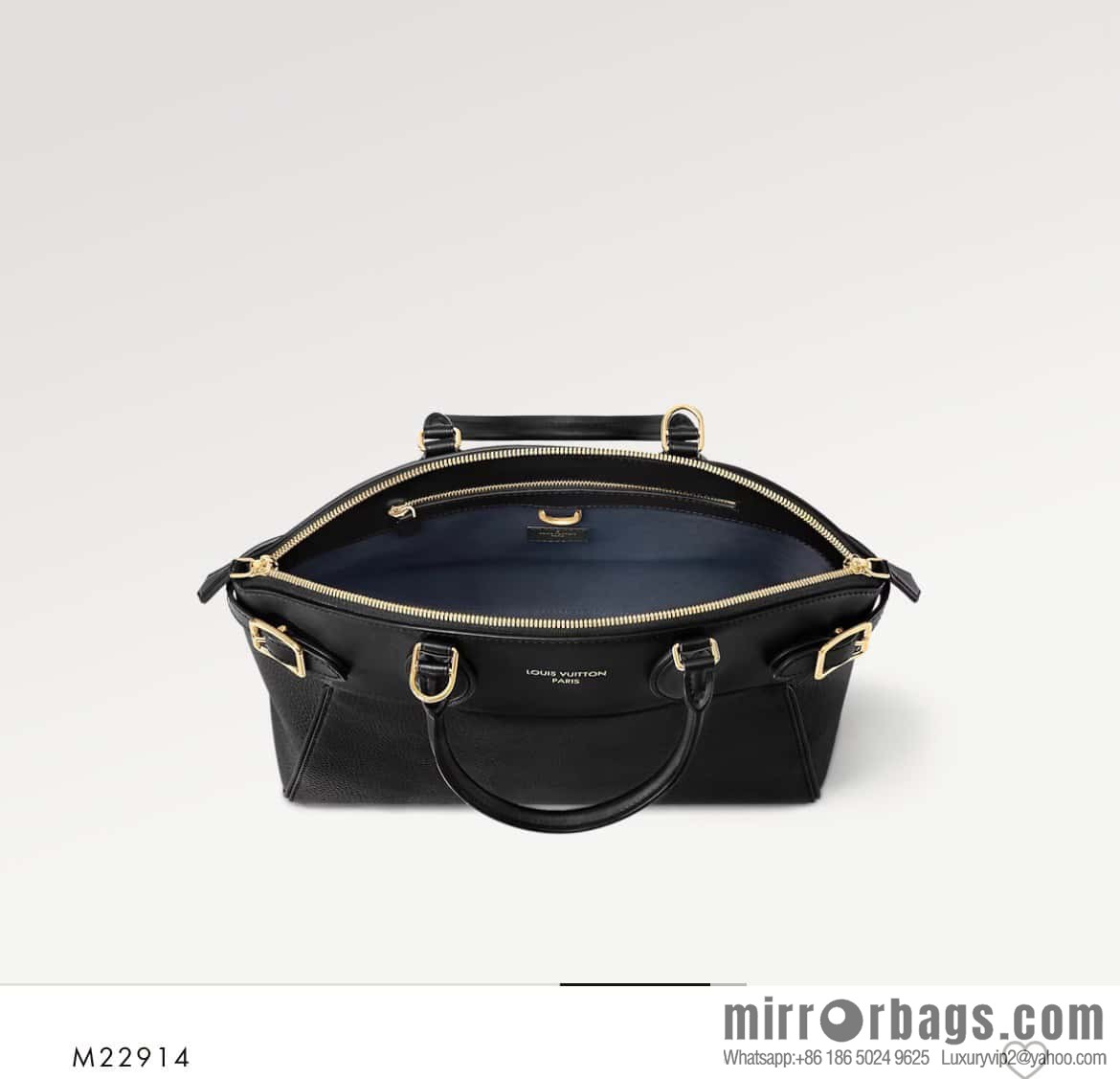 [Original order boutique] M22914 black full leather portable women's bag series Lock It MM handbag M22914 22925 22927 23061 Ays Lock It MM bag