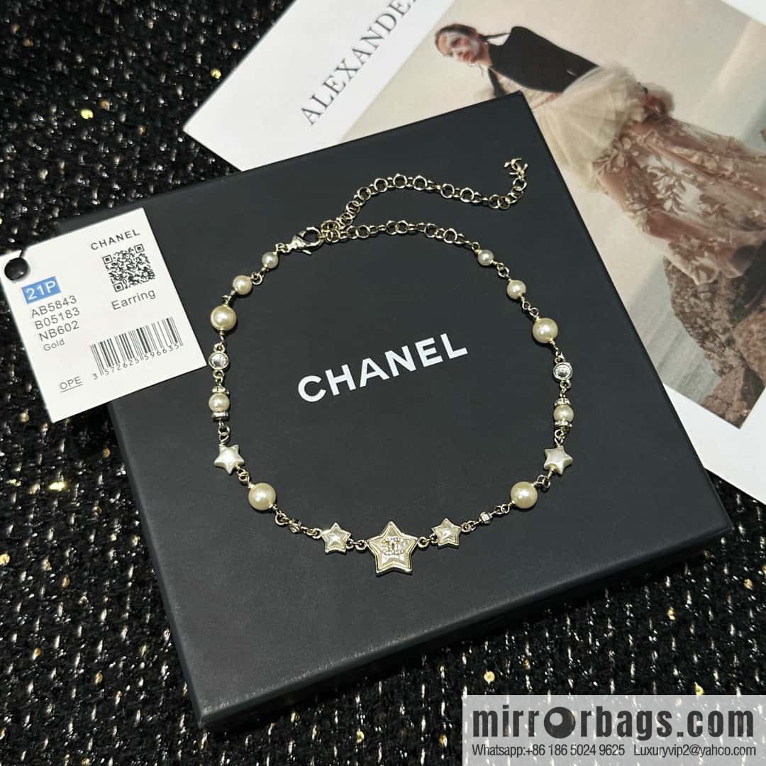 ☀️New ☑️ Chanel star ⭐ pentagram pearl necklace ☀️