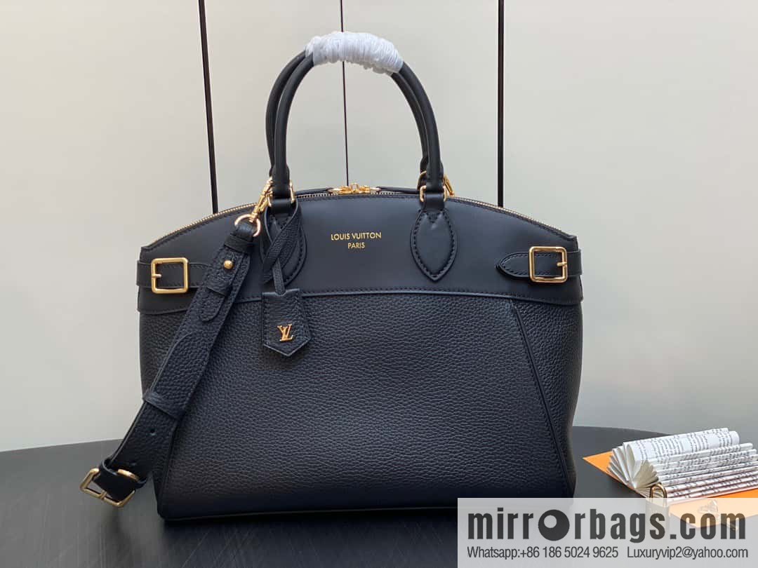 [Original order boutique] M22914 black full leather portable women's bag series Lock It MM handbag M22914 22925 22927 23061 Ays Lock It MM bag