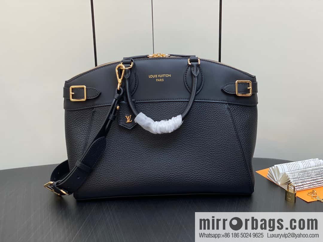 [Original order boutique] M22914 black full leather portable women's bag series Lock It MM handbag M22914 22925 22927 23061 Ays Lock It MM bag