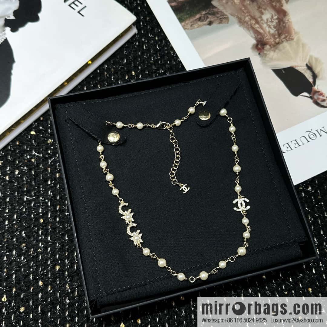 ☀️New ☑️ Chanel full diamond double C pearl coco necklace ☀️