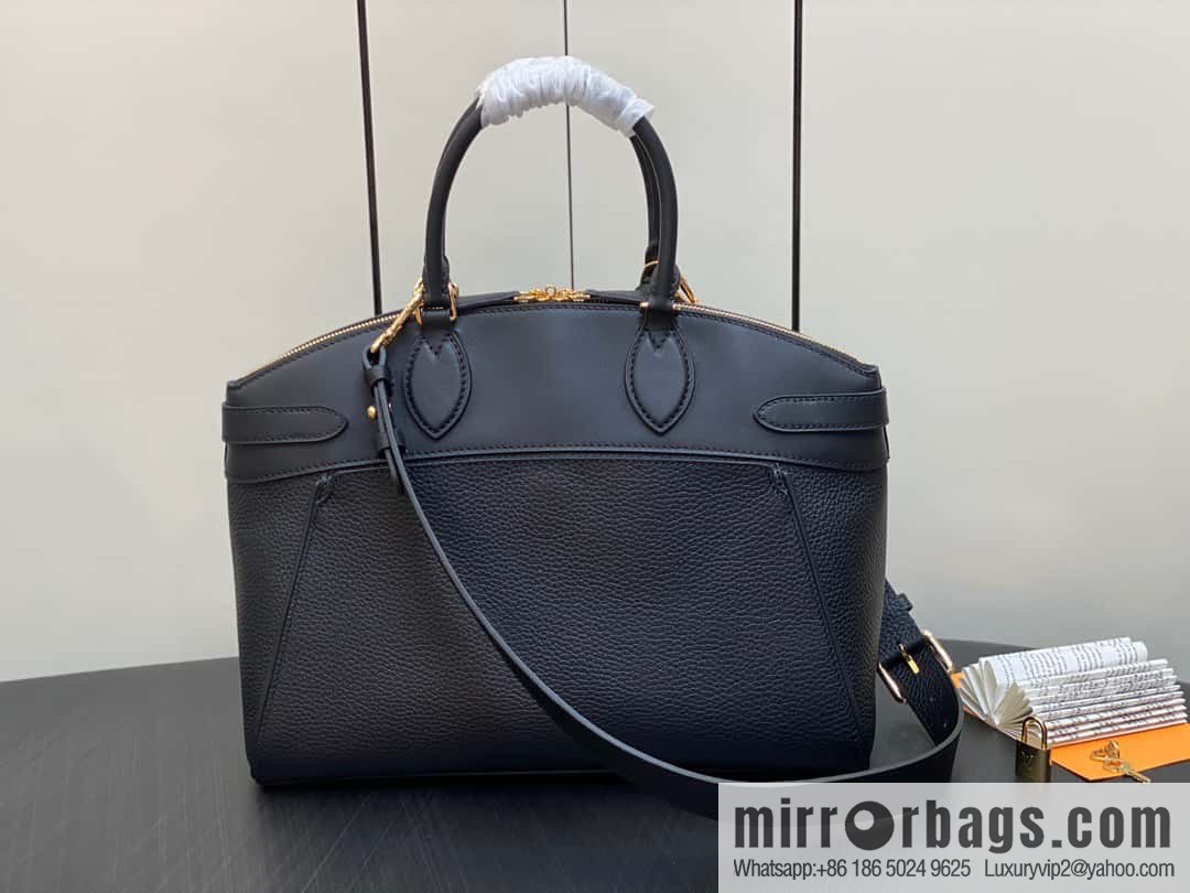 [Original order boutique] M22914 black full leather portable women's bag series Lock It MM handbag M22914 22925 22927 23061 Ays Lock It MM bag