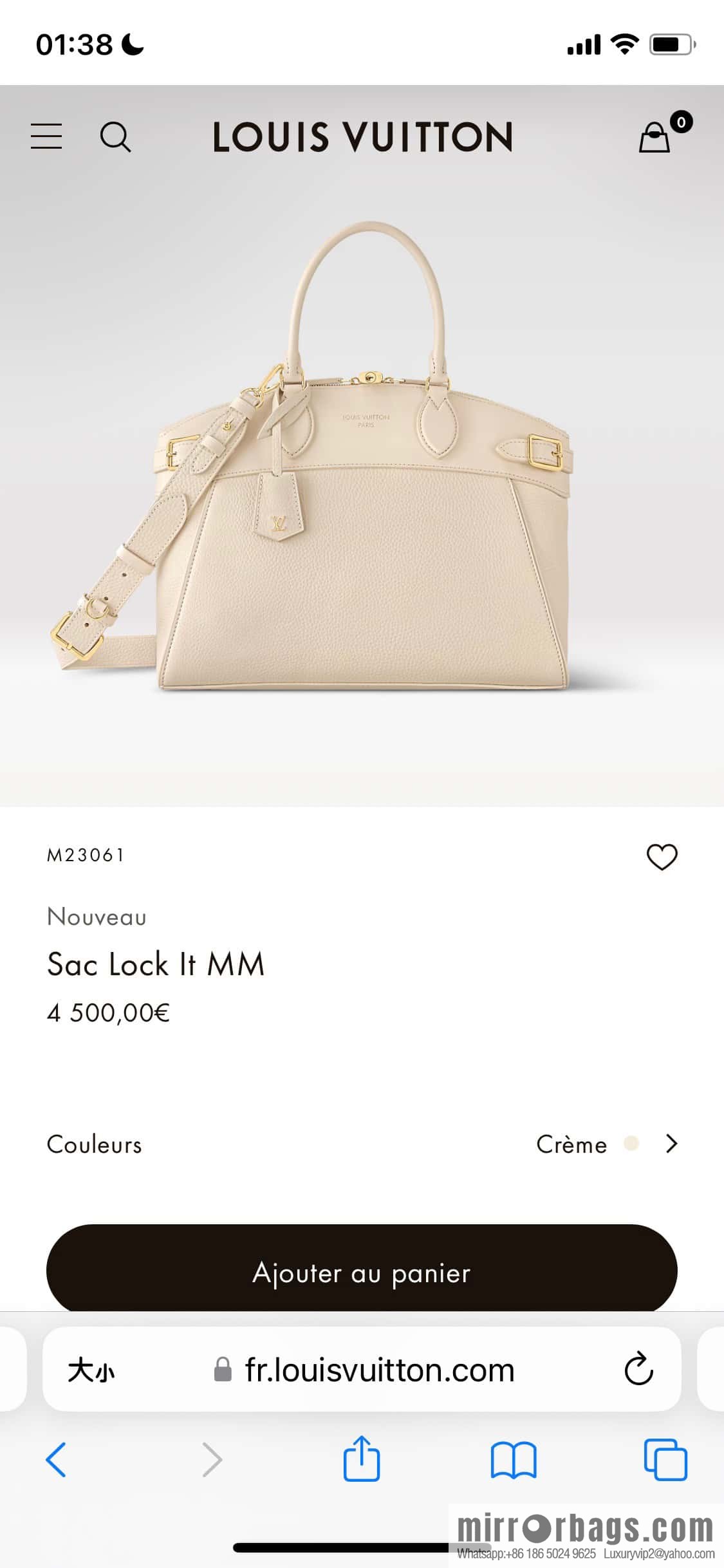 [Original order boutique] M22914 black full leather portable women's bag series Lock It MM handbag M22914 22925 22927 23061 Ays Lock It MM bag