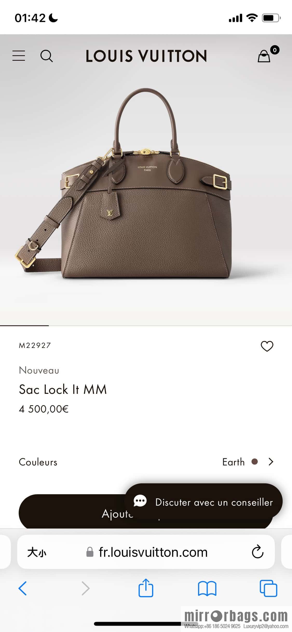 [Original order boutique] M22914 black full leather portable women's bag series Lock It MM handbag M22914 22925 22927 23061 Ays Lock It MM bag