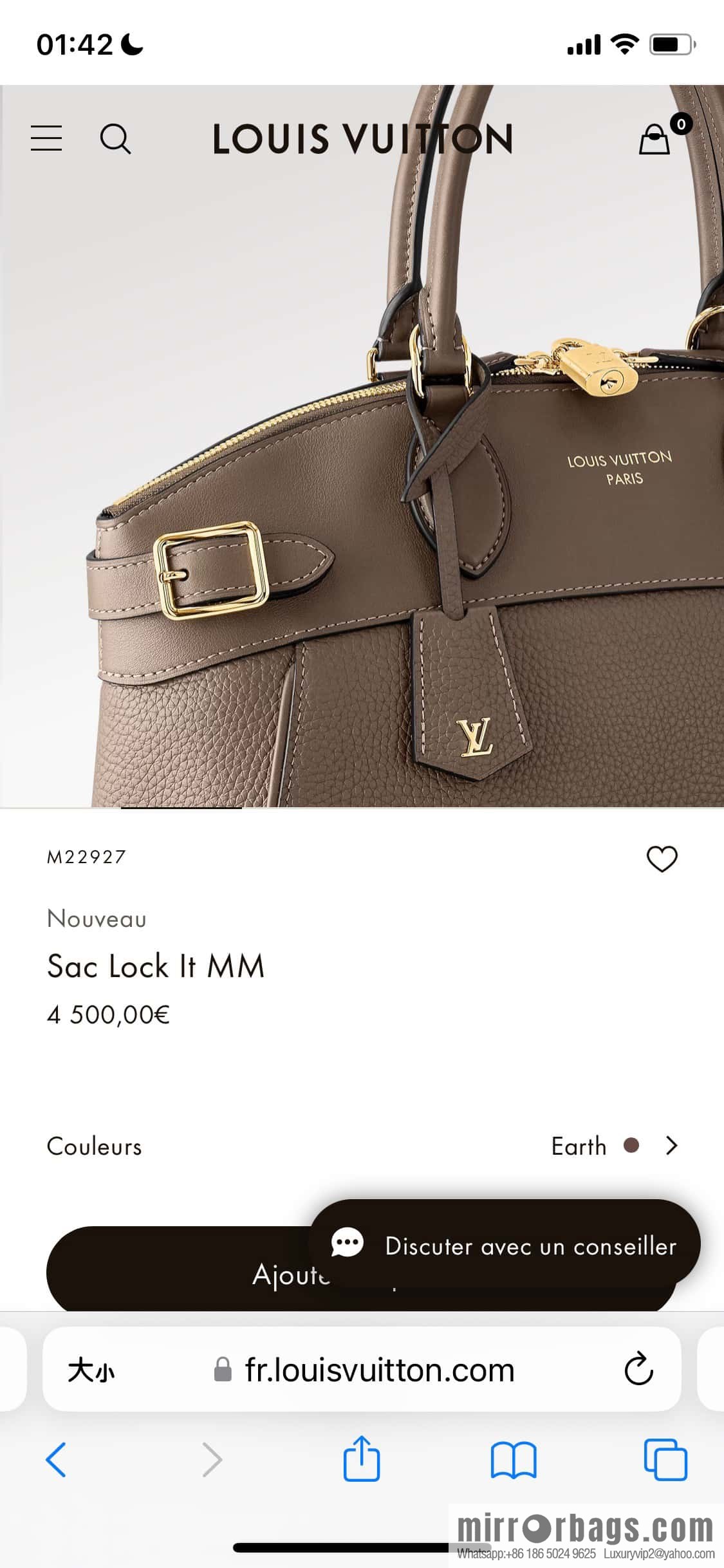 [Original order boutique] M22914 black full leather portable women's bag series Lock It MM handbag M22914 22925 22927 23061 Ays Lock It MM bag