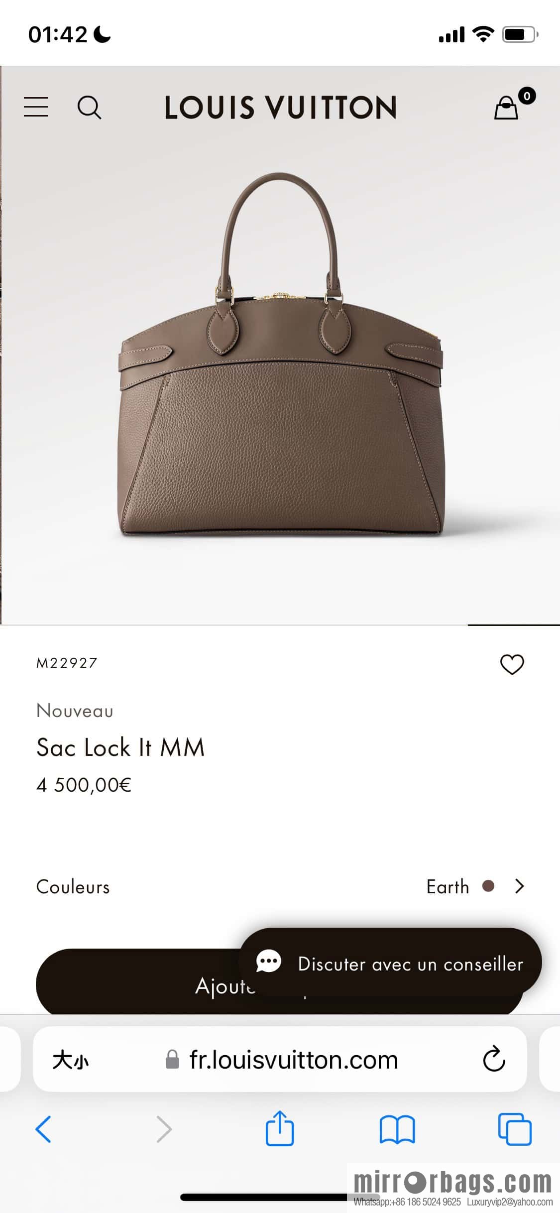 [Original order boutique] M22914 black full leather portable women's bag series Lock It MM handbag M22914 22925 22927 23061 Ays Lock It MM bag