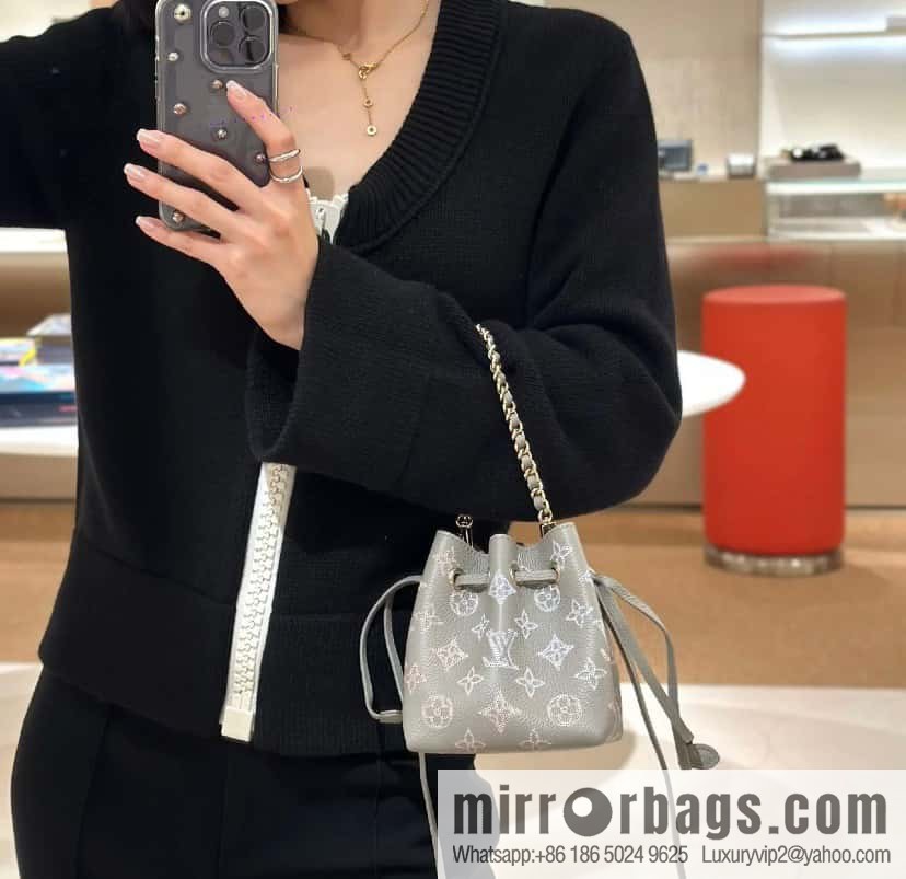 [Original order boutique] M82731 light gray, full leather mini bucket bag series Pico Bella bucket bag gray/gradual change (cut-out)