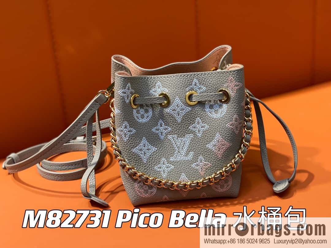 [Original order boutique] M82731 light gray, full leather mini bucket bag series Pico Bella bucket bag gray/gradual change (cut-out)