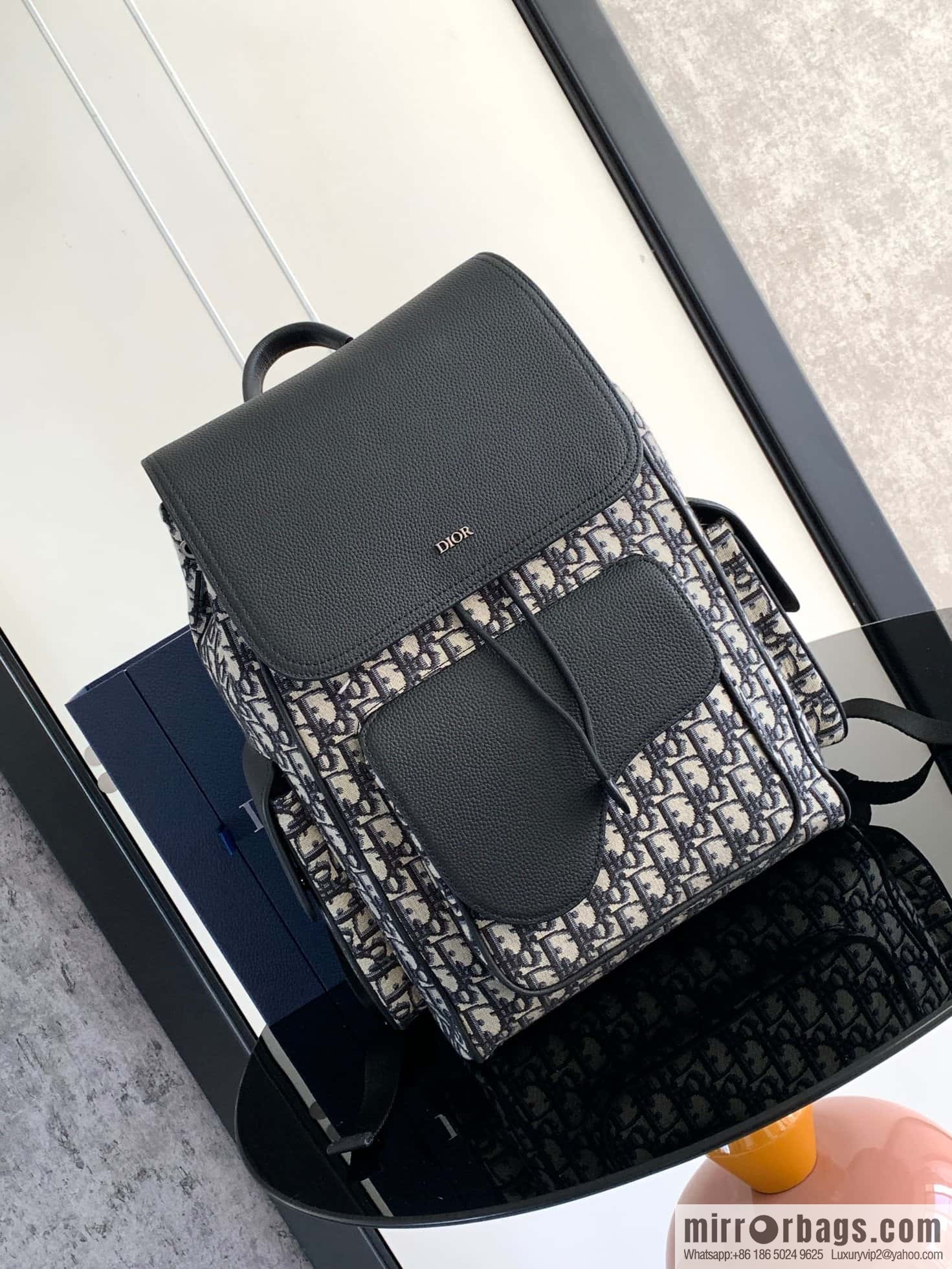 DIOR Oblique printed saddle backpack