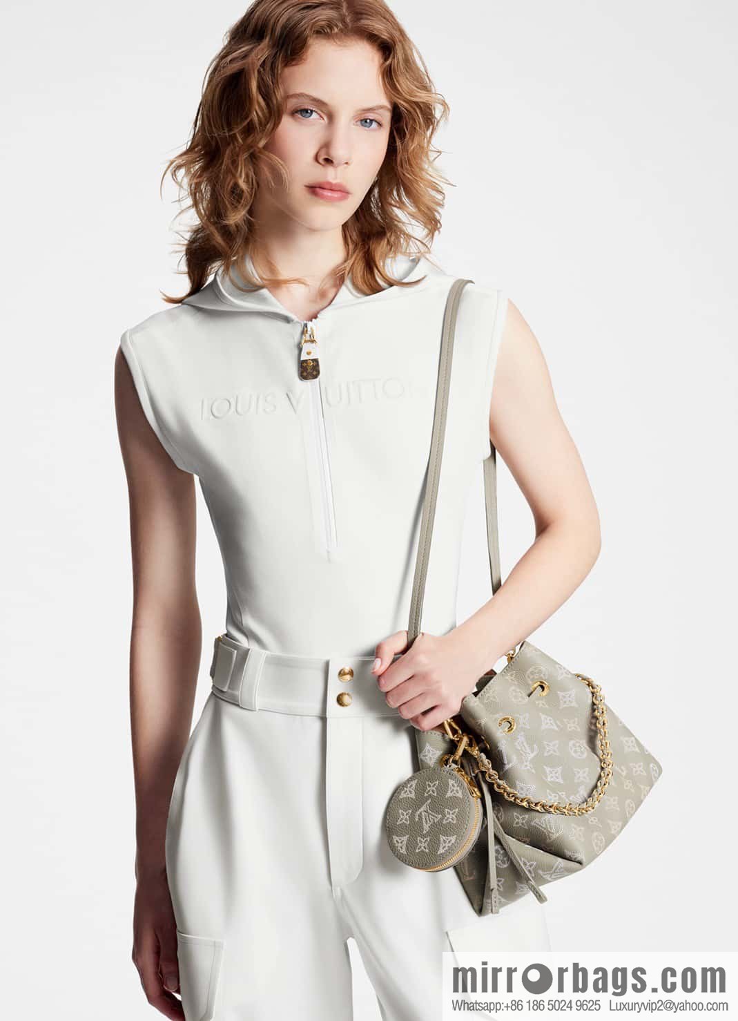 [Original single boutique] M23388 light gray, full leather bucket bag series BELLA handbag, gray/gradual change (cut-out)