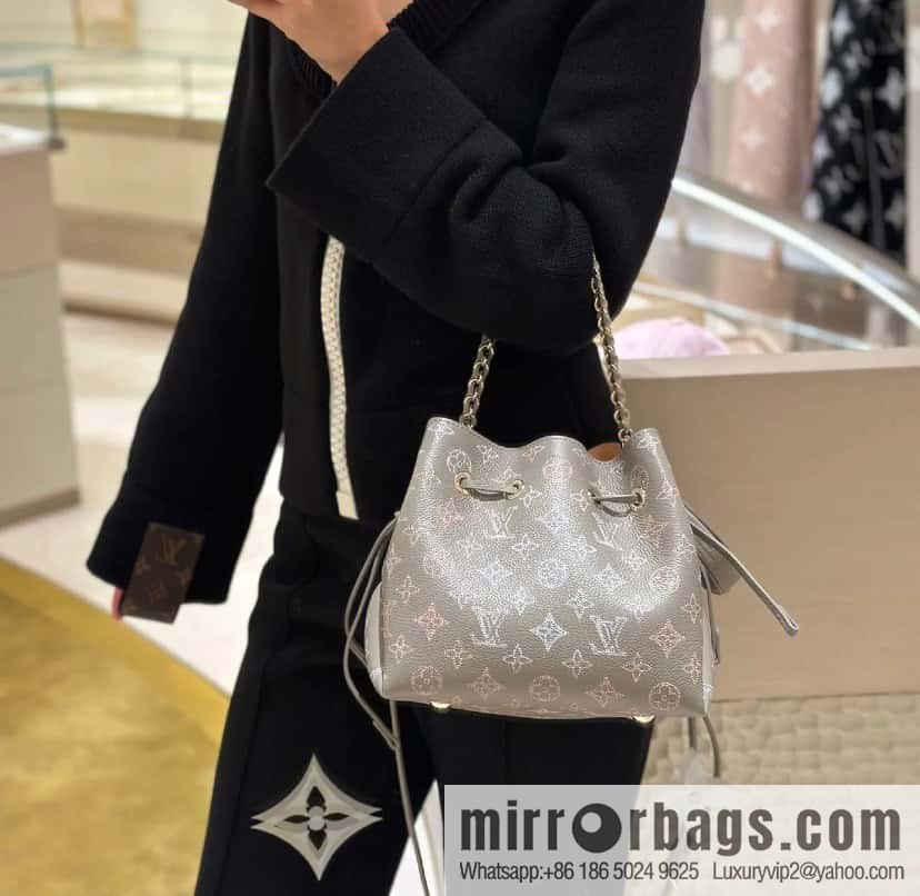 [Original single boutique] M23388 light gray, full leather bucket bag series BELLA handbag, gray/gradual change (cut-out)