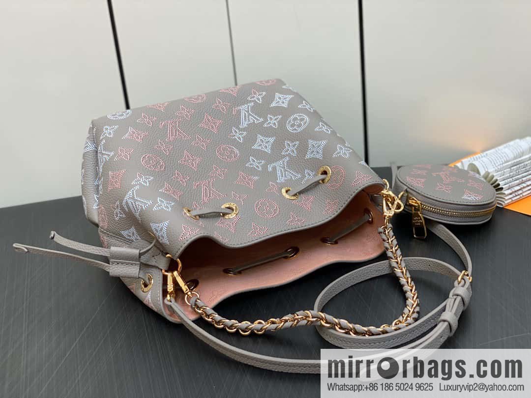 [Original single boutique] M23388 light gray, full leather bucket bag series BELLA handbag, gray/gradual change (cut-out)