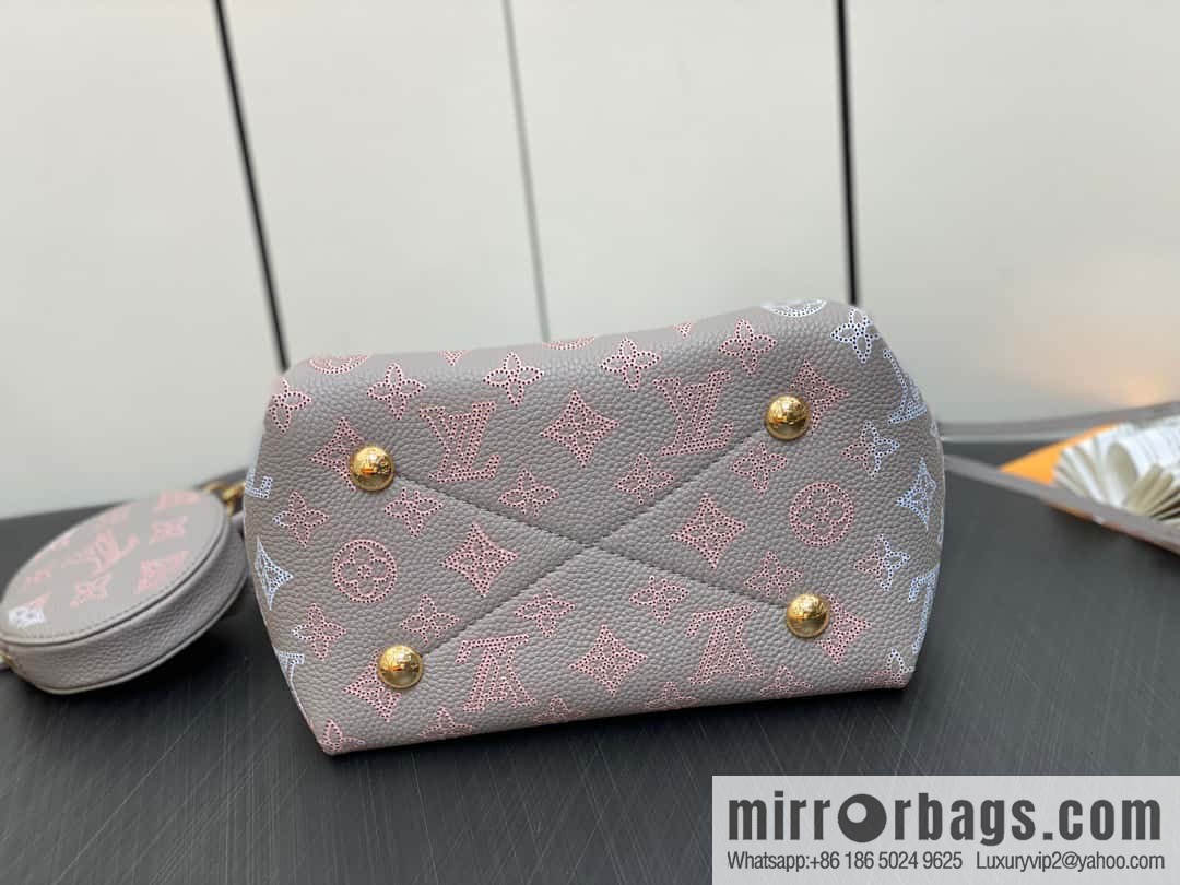 [Original single boutique] M23388 light gray, full leather bucket bag series BELLA handbag, gray/gradual change (cut-out)
