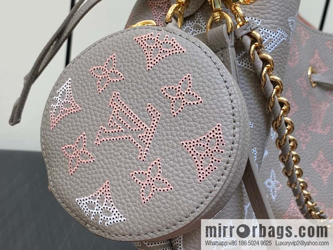 [Original single boutique] M23388 light gray, full leather bucket bag series BELLA handbag, gray/gradual change (cut-out)