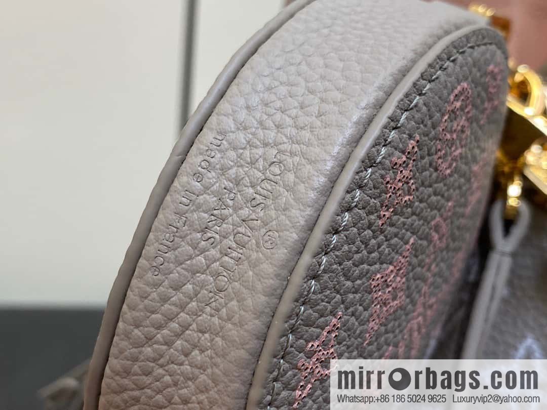 [Original single boutique] M23388 light gray, full leather bucket bag series BELLA handbag, gray/gradual change (cut-out)