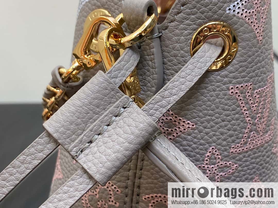 [Original single boutique] M23388 light gray, full leather bucket bag series BELLA handbag, gray/gradual change (cut-out)