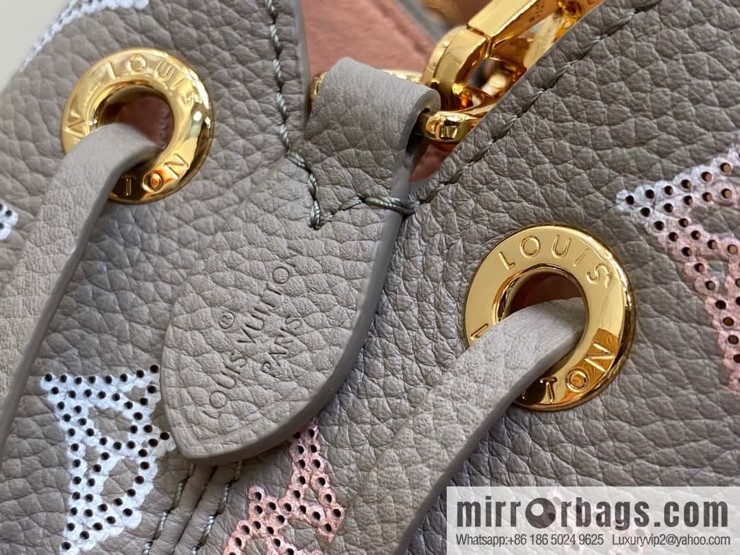 [Original single boutique] M23388 light gray, full leather bucket bag series BELLA handbag, gray/gradual change (cut-out)