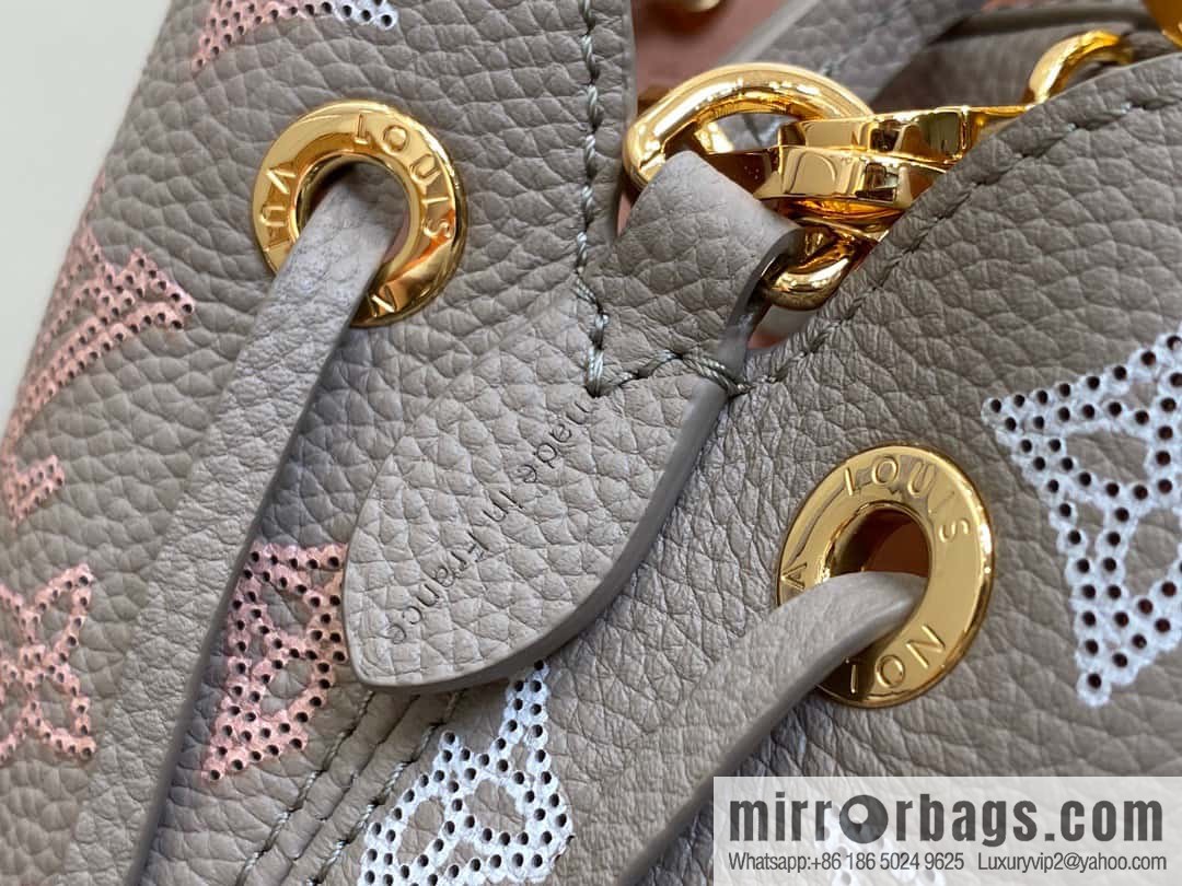 [Original single boutique] M23388 light gray, full leather bucket bag series BELLA handbag, gray/gradual change (cut-out)