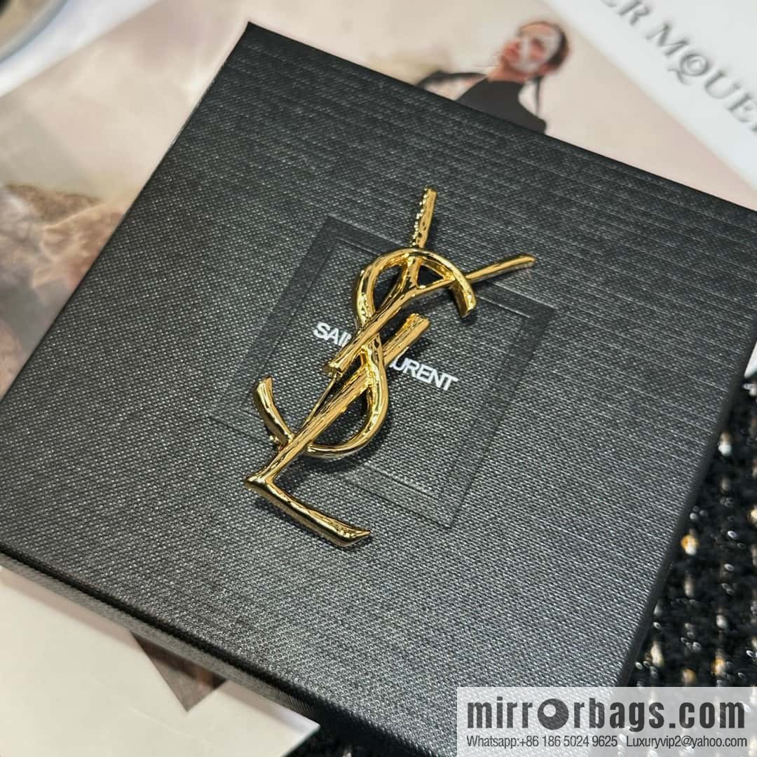 Saint Laurent Gold YSL Brooch