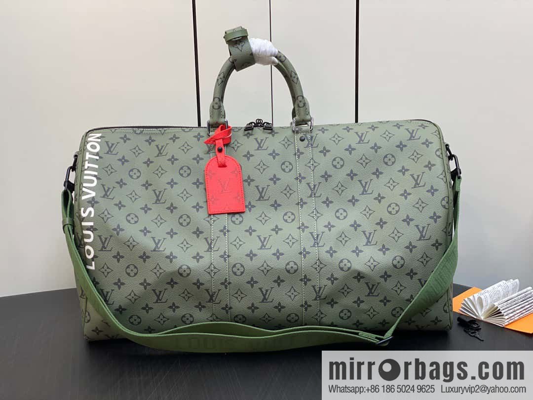[Original order boutique] M23963 green silk screen, travel bag series, this Keepall Bandoulière 55 travel bag