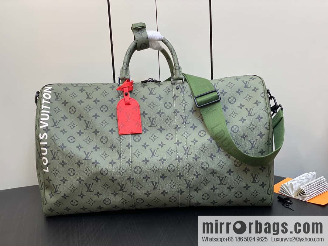 [Original order boutique] M23963 green silk screen, travel bag series, this Keepall Bandoulière 55 travel bag